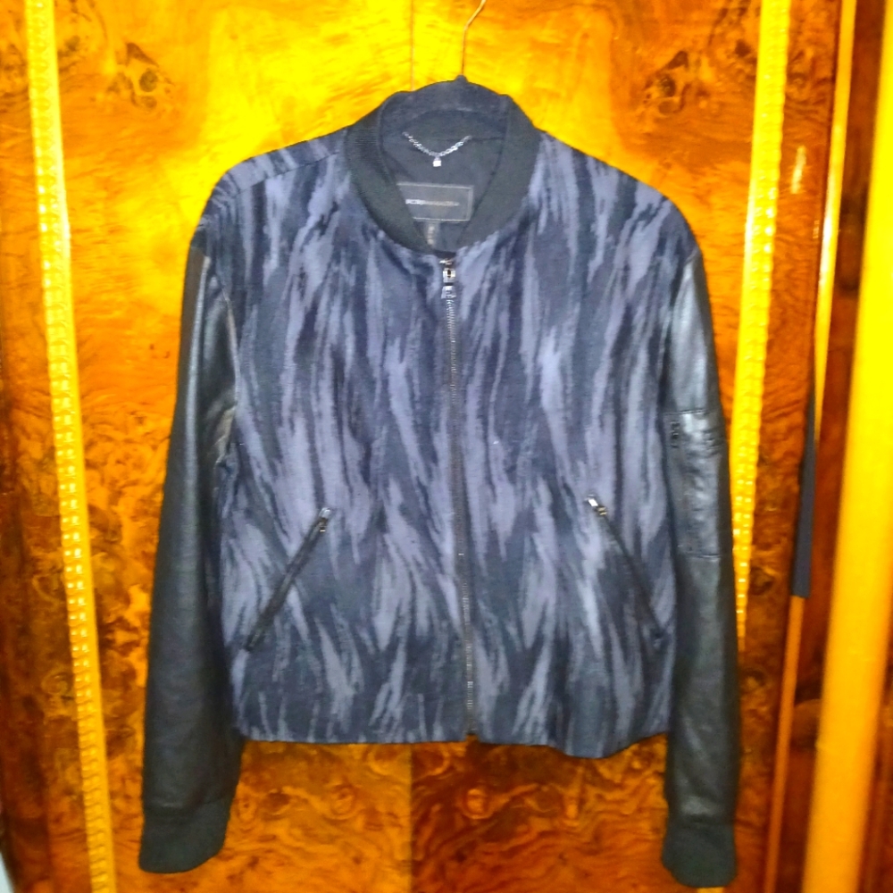 Womens Black Patterned Bomber Jacket - image 1